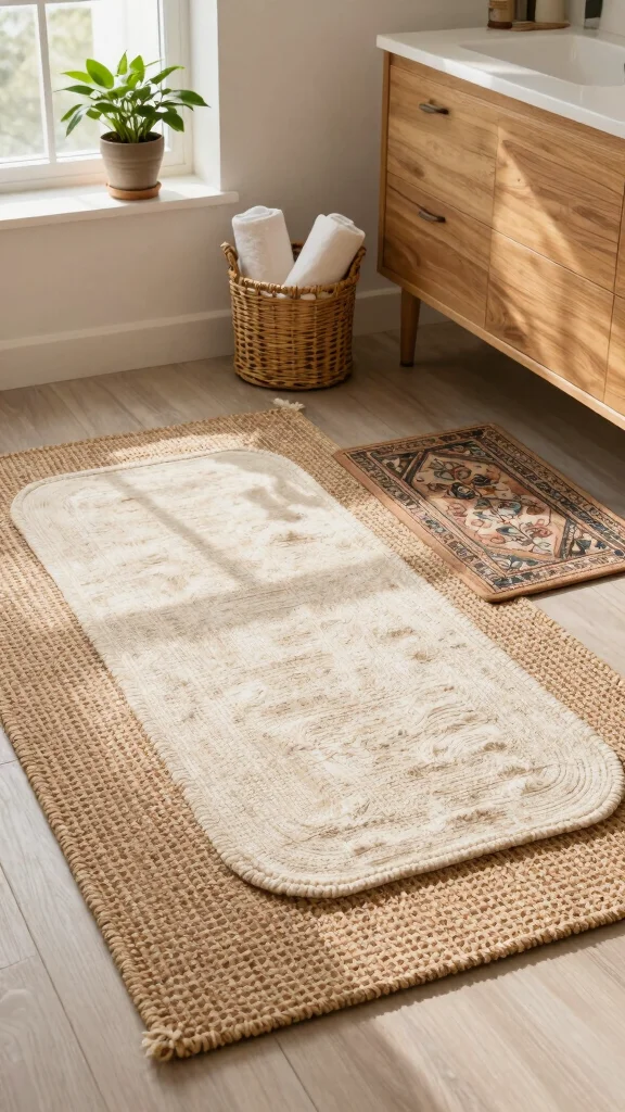 12 3-Piece Bathroom Rug Set Ideas for a Coordinated Complete Floor - 1. Sustainable Jute & Cotton Combo 1