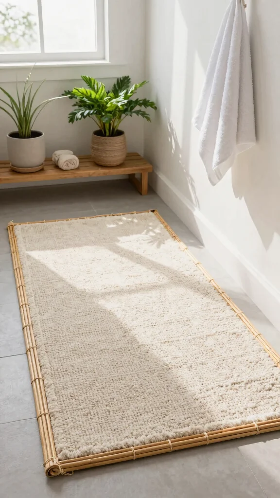 12 3-Piece Bathroom Rug Set Ideas for a Coordinated Complete Floor - 4. Textured Bamboo and Cotton 1