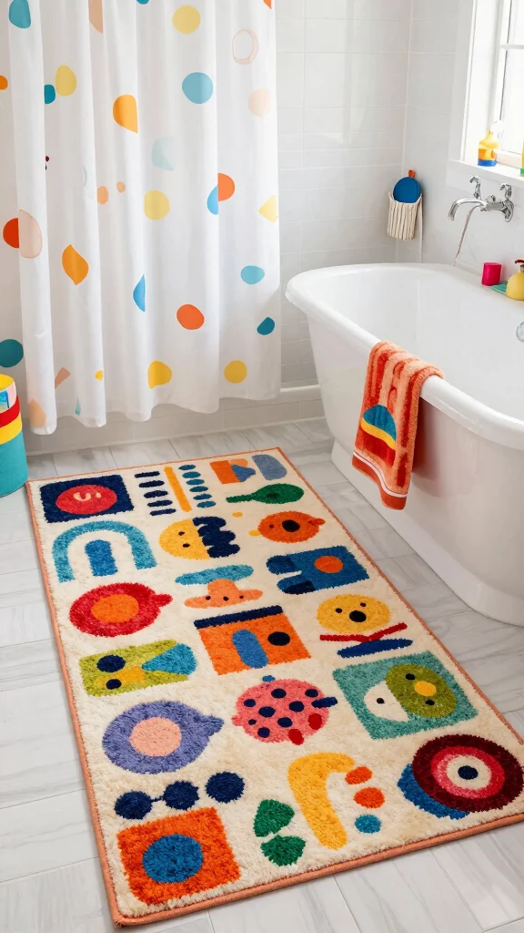12 3-Piece Bathroom Rug Set Ideas for a Coordinated Complete Floor - 7. Fun and Funky Expressions 1