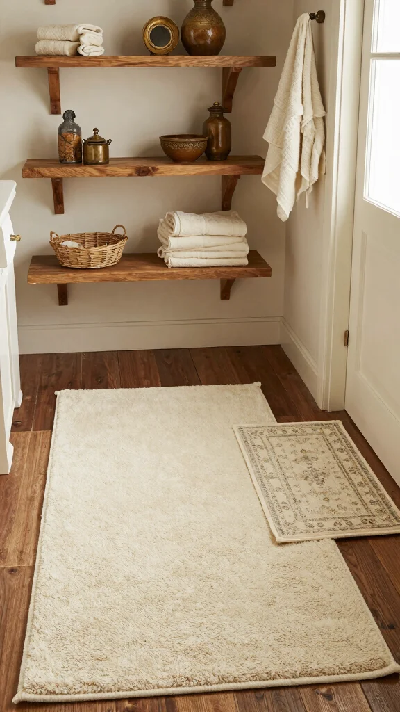 12 3-Piece Bathroom Rug Set Ideas for a Coordinated Complete Floor - 9. Rustic Farmhouse Charm 1