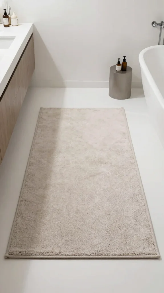 12 Bathroom Rug and Runner Ideas for a Layered Cohesive Floor - 11. Minimalist Designs 1
