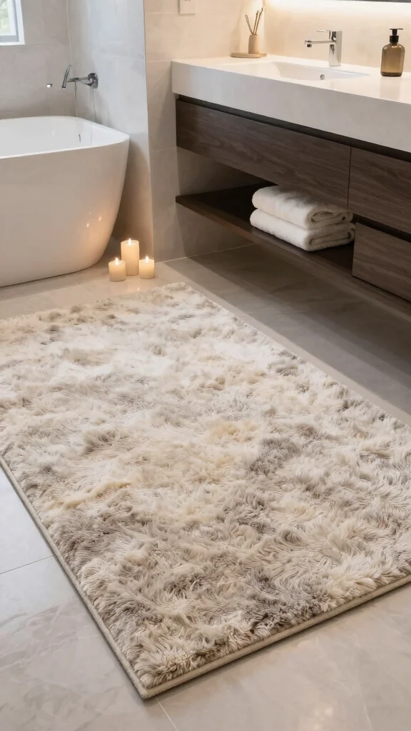 12 Bathroom Rug and Runner Ideas for a Layered Cohesive Floor - 5. Luxurious Wool Rugs 1