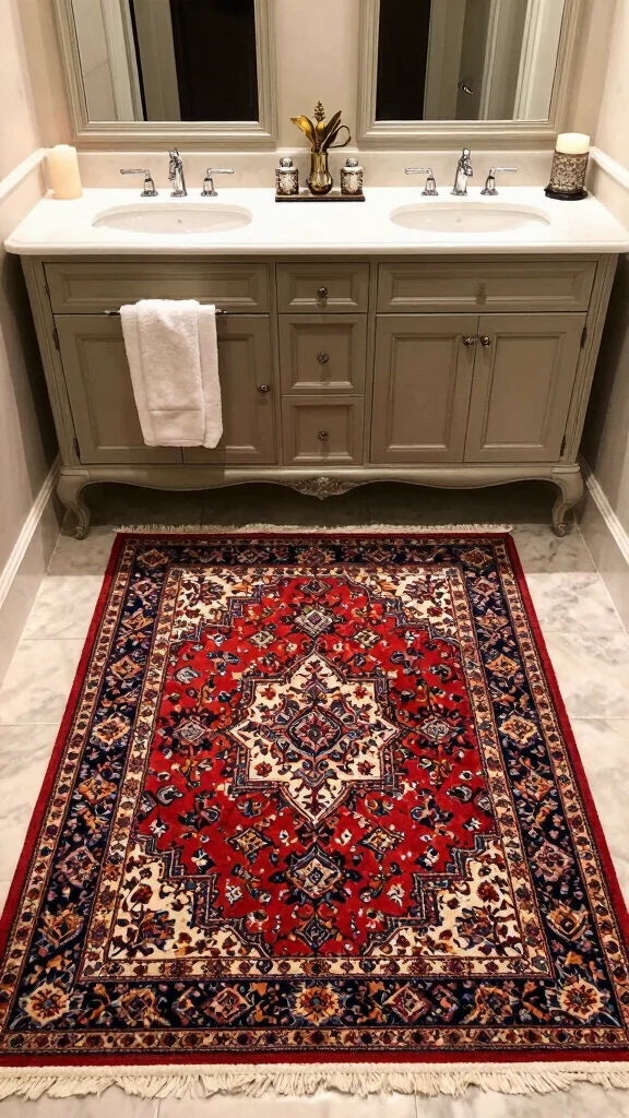 12 Bathroom Runner Rug Ideas for Narrow Floors and Double Vanities - 11. Classic Persian Designs 1