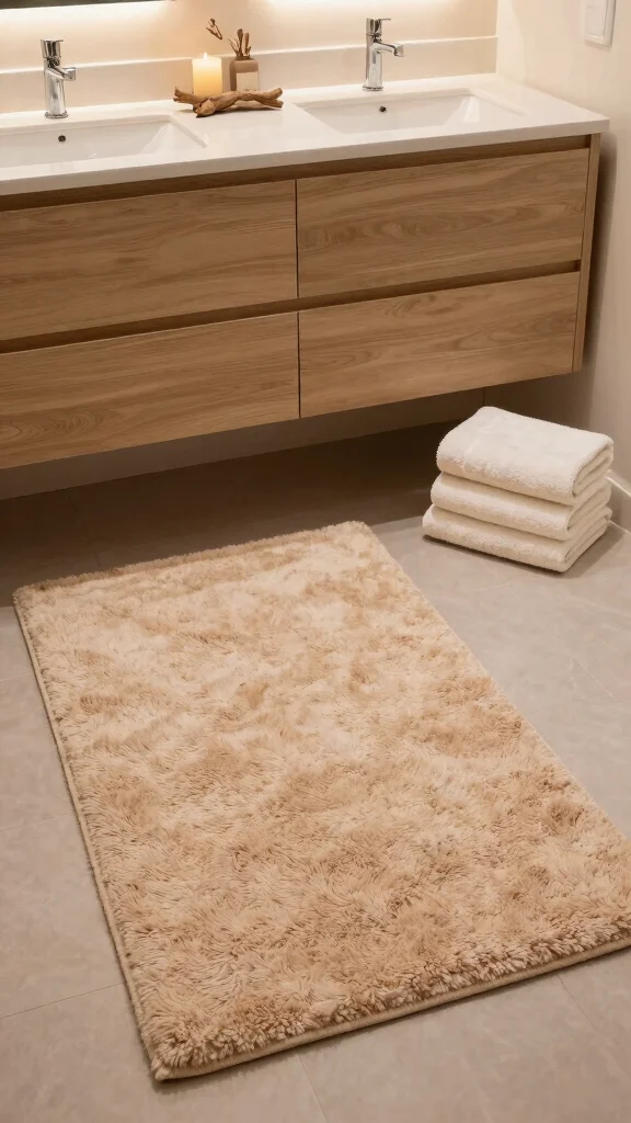 12 Bathroom Runner Rug Ideas for Narrow Floors and Double Vanities - 2. Soft and Plush Textures 1