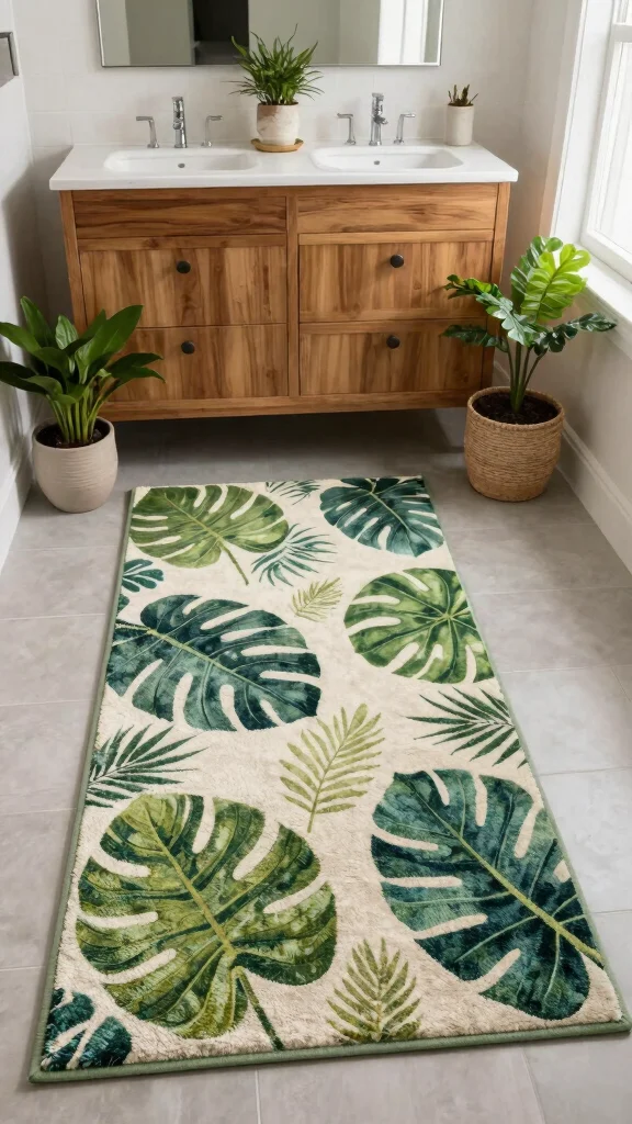 12 Bathroom Runner Rug Ideas for Narrow Floors and Double Vanities - 3. Nature-Inspired Designs 1