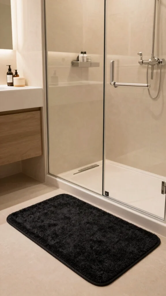 12 Black Bathroom Rug Ideas for a Bold Grounding Floor Detail - 4. Soft Microfiber Bath Mat 1