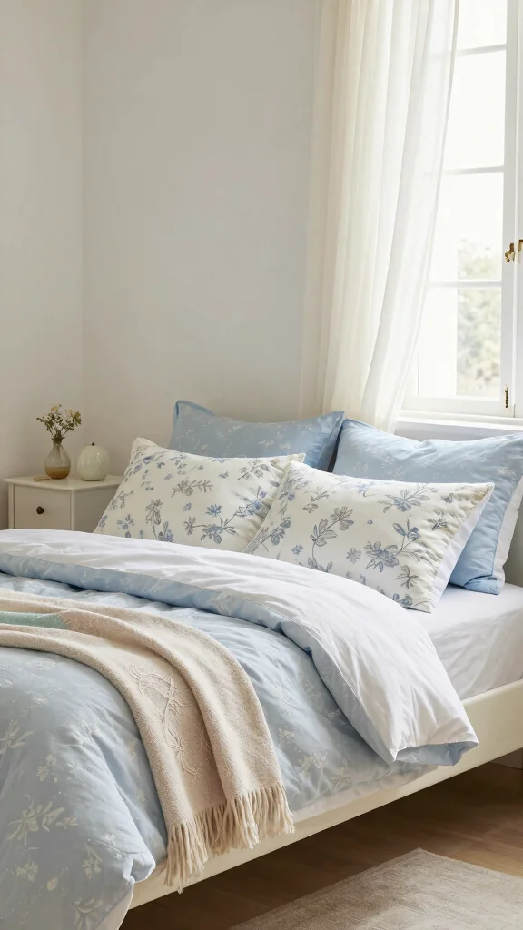 12 Blue Pillow Ideas From Navy to Sky for Every Room and Style - 5. Floral Patterns for a Romantic Touch 1