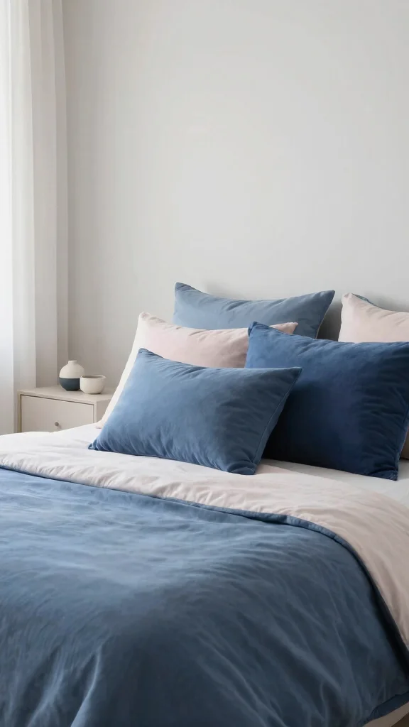 12 Blue Pillow Ideas From Navy to Sky for Every Room and Style - 9. Minimalist Solid Blues 1