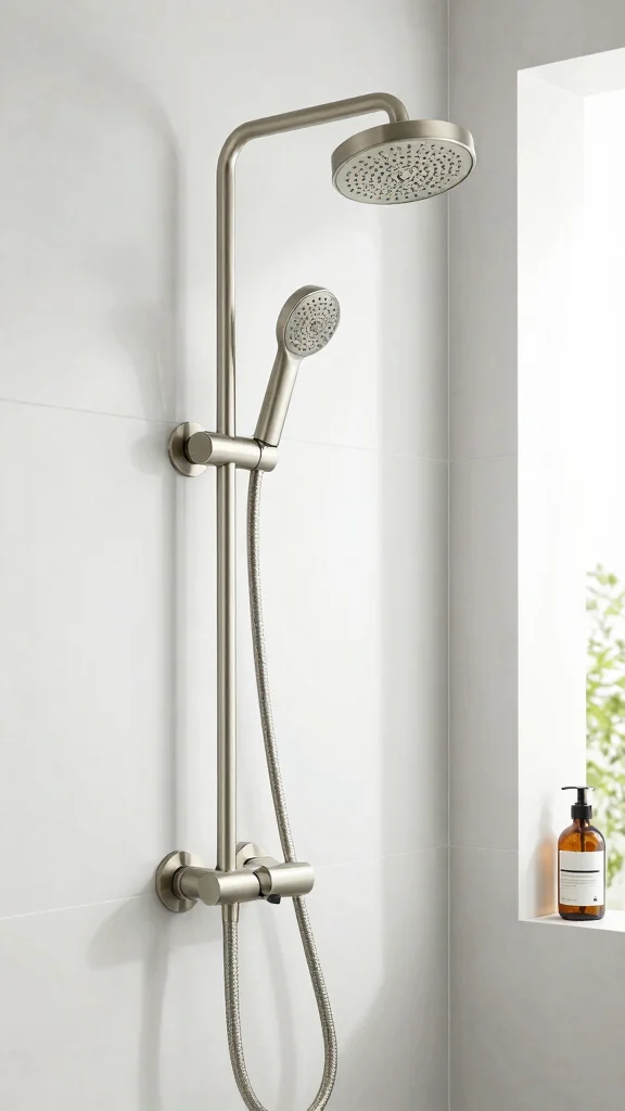 12 Brushed Nickel Shower Head Ideas for a Timeless Versatile Finish - 10. Adjustable Height Shower Heads 1