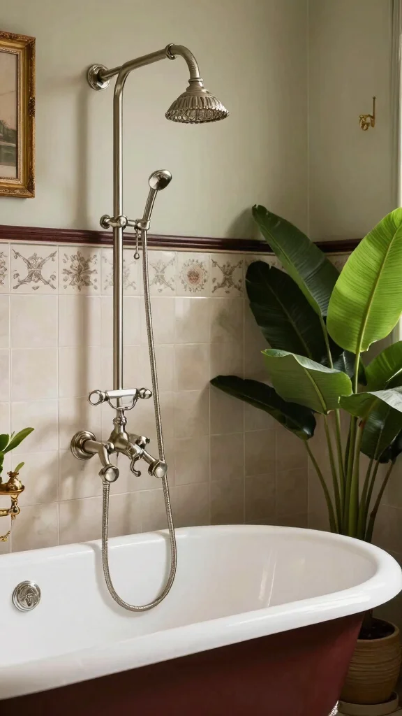 12 Brushed Nickel Shower Head Ideas for a Timeless Versatile Finish - 2. Vintage-Inspired Brushed Nickel Shower Arm 1