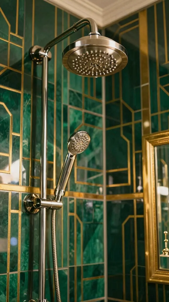 12 Brushed Nickel Shower Head Ideas for a Timeless Versatile Finish - 9. Art Deco Inspired Shower Heads 1