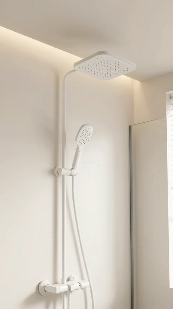 12 Ceiling-Mounted Shower Head Ideas for a Clean Architectural Bathroom - 11. Wall-Mounted Adaptations 1