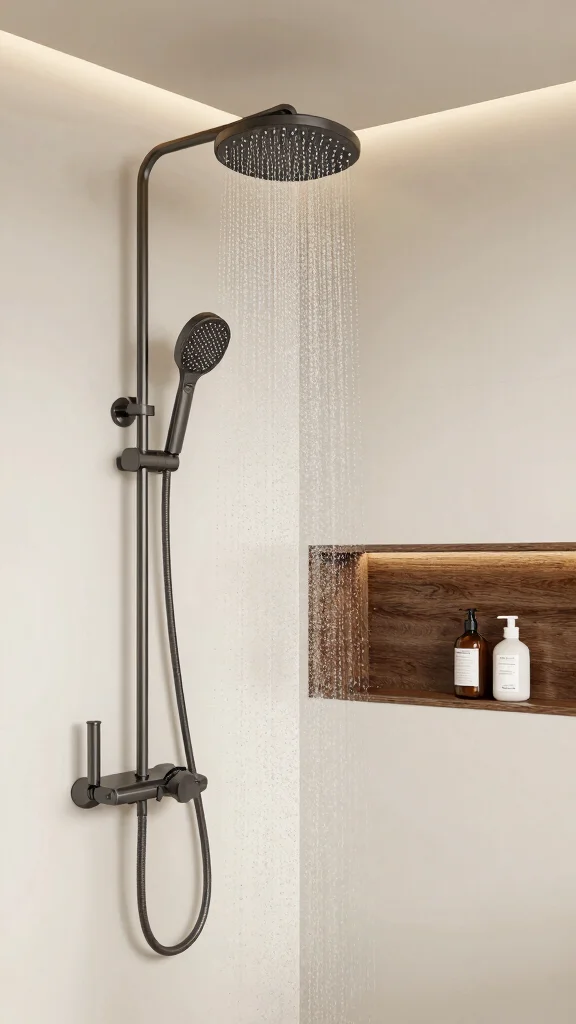 12 Ceiling-Mounted Shower Head Ideas for a Clean Architectural Bathroom - 3. Dual Shower System 1