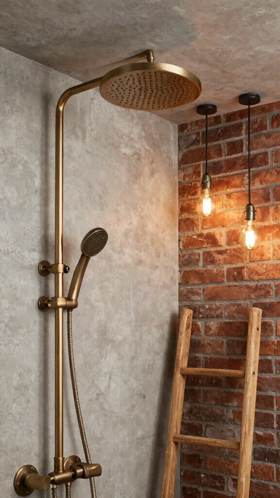 12 Ceiling Rain Shower Head Ideas for a Waterfall Effect at Home - 2. Bold Industrial Style 1