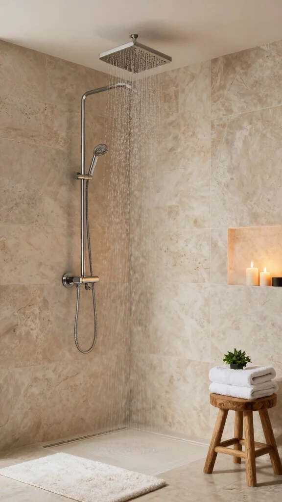 12 Ceiling Rain Shower Head Ideas for a Waterfall Effect at Home - 3. Luxurious Spa Retreat 1