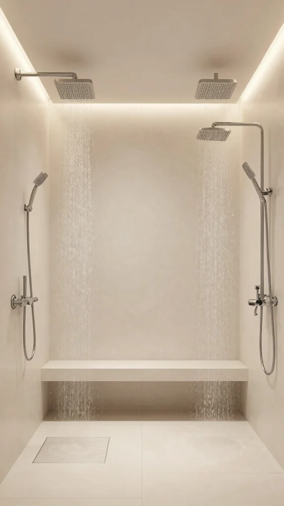12 Ceiling Rain Shower Head Ideas for a Waterfall Effect at Home - 5. Multi-Level Shower Experience 1