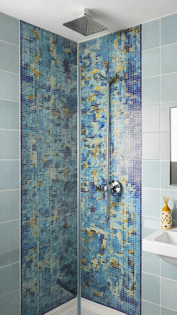 12 Ceiling Rain Shower Head Ideas for an Immersive Spa-Quality Shower - 11. Unique Tile Patterns 1