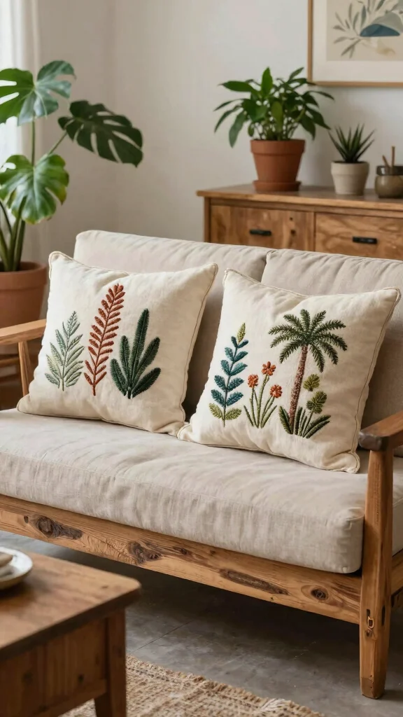 12 Embroidered Pillow Ideas for a Handmade Artisan Home Accent - 10. Eco-Friendly Embroidered Pillows 1