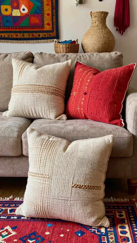 12 Embroidered Pillow Ideas for a Handmade Artisan Home Accent - 7. Textured Weave Embroidery 1