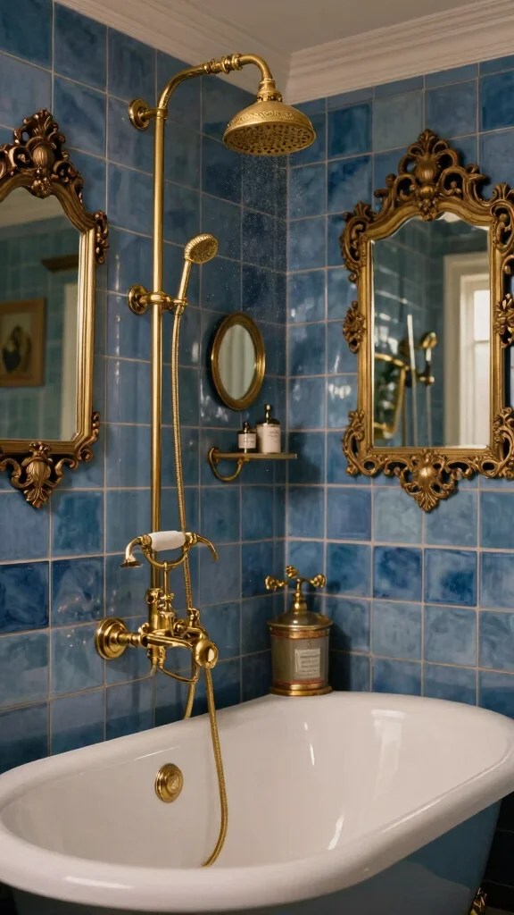 12 Gold Shower Head Ideas for a Warm Glamorous Bathroom Upgrade - 2. Vintage Glam Gold Shower Head 1