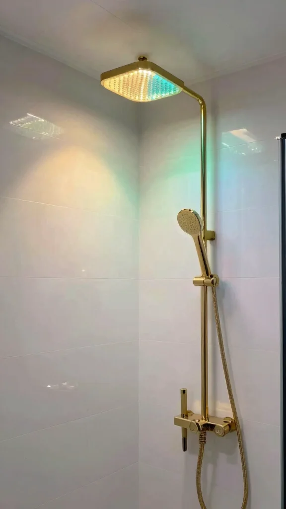 12 Gold Shower Head Ideas for a Warm Glamorous Bathroom Upgrade - 5. Gold Shower Head with LED Lighting 1