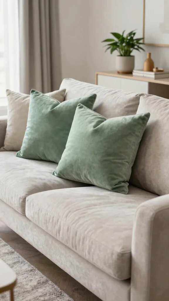 12 Green Pillow Ideas From Sage to Emerald for a Fresh Natural Look - 1. Elegant Sage Velvet Pillows 1