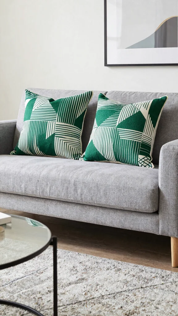 12 Green Pillow Ideas From Sage to Emerald for a Fresh Natural Look - 2. Bold Forest Green Geometric Prints 1