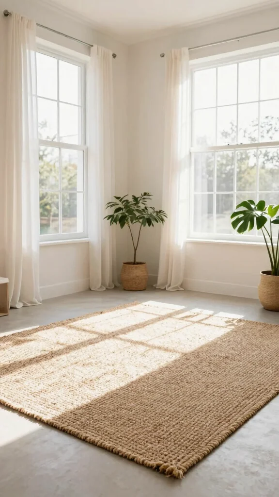 12 Jute Rug Ideas for the Bathroom for a Natural Earthy Texture - 11. Highlight Natural Light 1