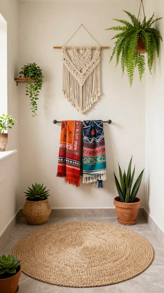 12 Jute Rug Ideas for the Bathroom for a Natural Earthy Texture - 2. Create a Bohemian Sanctuary 1