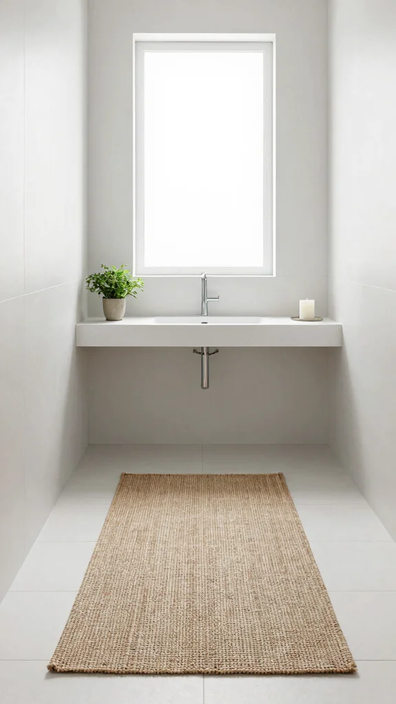 12 Jute Rug Ideas for the Bathroom for a Natural Earthy Texture - 3. Achieve Minimalist Elegance 1