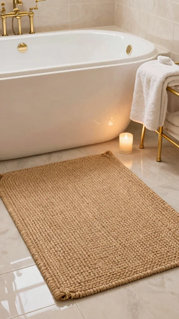 12 Jute Rug Ideas for the Bathroom for a Natural Earthy Texture - 5. Add a Touch of Luxury 1