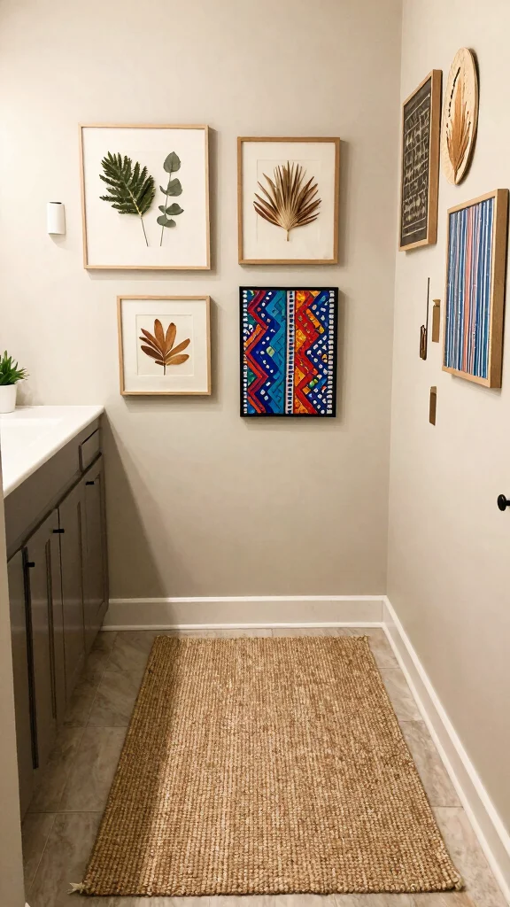 12 Jute Rug Ideas for the Bathroom for a Natural Earthy Texture - 9. Personalize with DIY Decor 1