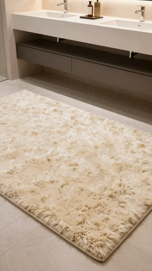 12 Large Bathroom Rug Ideas for Double Vanities and Spacious Floors - 7. Luxurious Wool Rugs 1