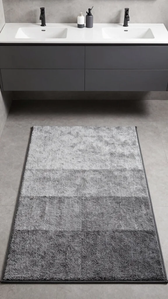 12 Large Bathroom Rug Ideas for Double Vanities and Spacious Floors - 9. Monochromatic Rugs 1