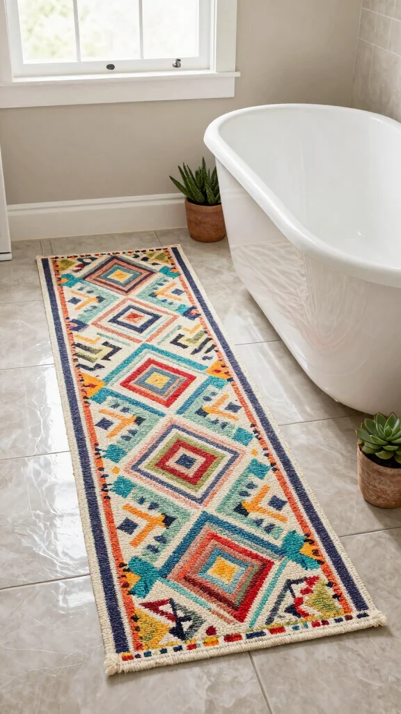 12 Long Bathroom Rug Ideas for Runners and Extended Vanity Spaces - 2. Recycled Fibers for a Sustainable Style 1