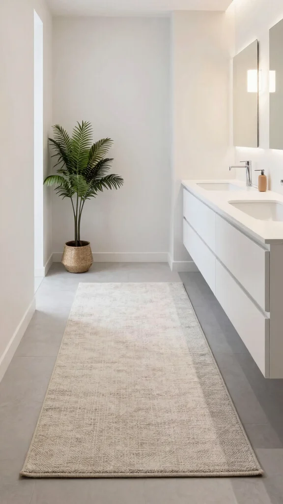 12 Long Bathroom Rug Ideas for Runners and Extended Vanity Spaces - 9. Minimalist and Modern Designs 1