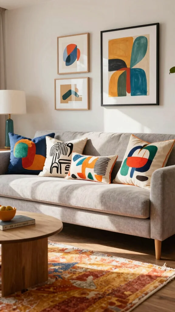 12 Long Pillow Ideas for King Beds Lumbar Support and Sofa Styling - 12. Artistic Long Pillows 1