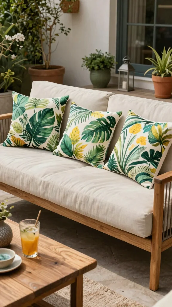 12 Long Pillow Ideas for King Beds Lumbar Support and Sofa Styling - 8. Outdoor-Inspired Long Pillows 1