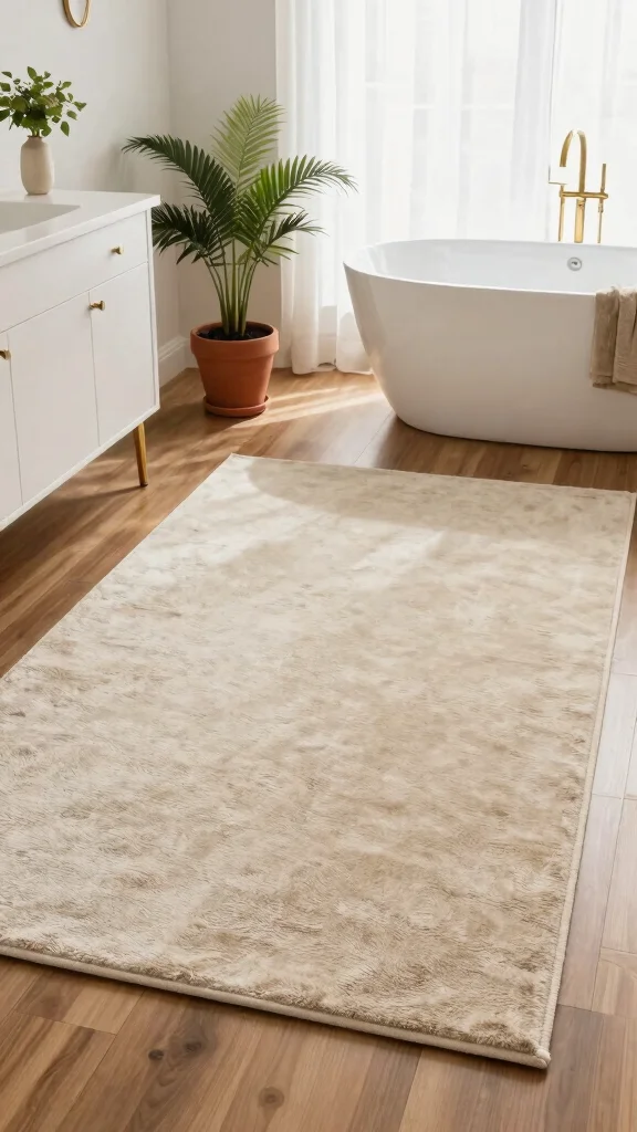 12 Luxury Bathroom Rug Ideas for a High-End Hotel-Quality Feel - 1. Organic Cotton Beauty 1