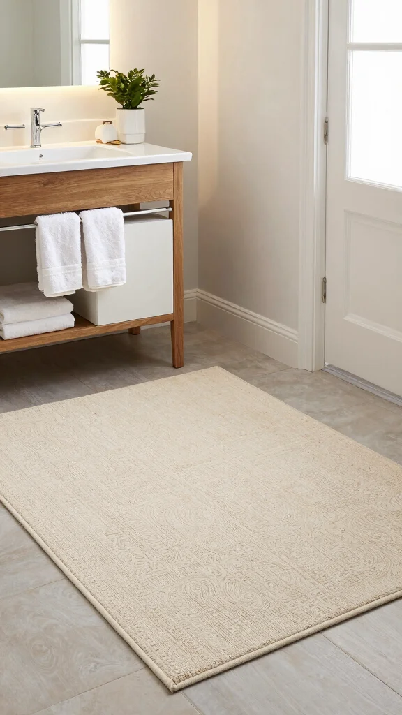 12 Luxury Bathroom Rug Ideas for a High-End Hotel-Quality Feel - 12. Timeless Classic Neutrals 1