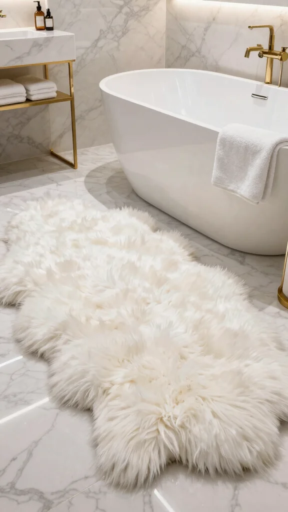 12 Luxury Bathroom Rug Ideas for a High-End Hotel-Quality Feel - 4. Luxurious Faux Fur 1