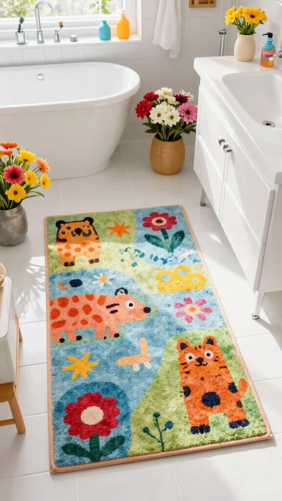 12 Luxury Bathroom Rug Ideas for a High-End Hotel-Quality Feel - 9. Colorful Indoor-Outdoor Options 1