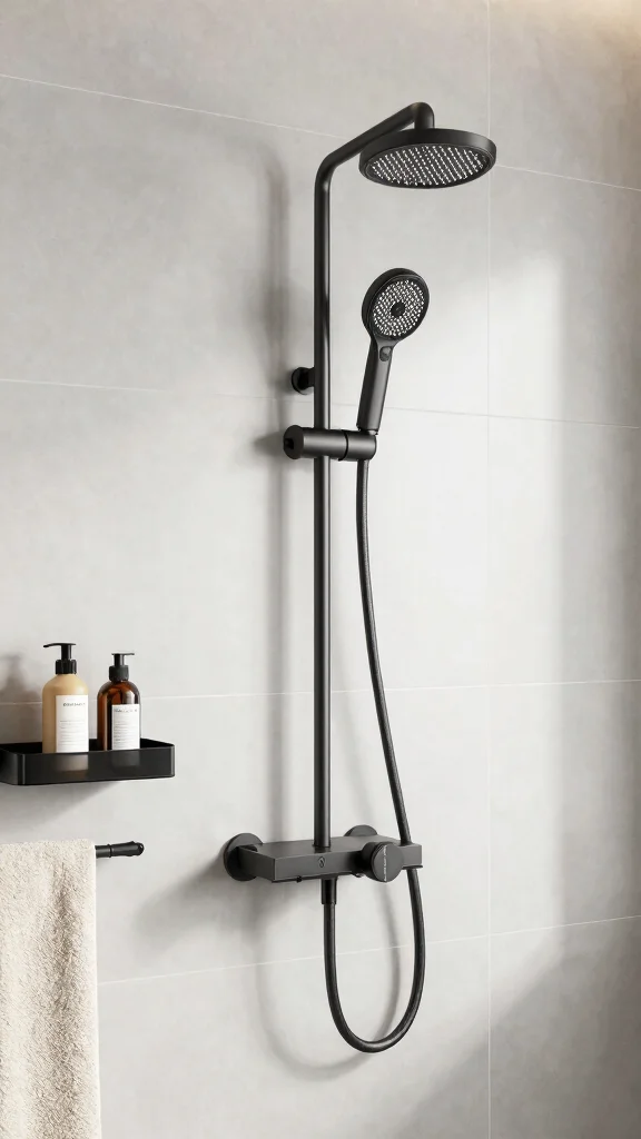 12 Matte Black Shower Head Ideas for a Sleek Modern Bathroom - 6. Handheld Matte Black Shower Head 1