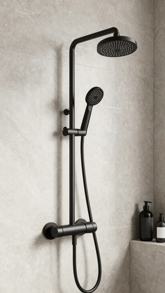 12 Matte Black Shower Head Ideas for a Sleek Modern Bathroom - 7. Matte Black Shower Faucet and Head Combo 1