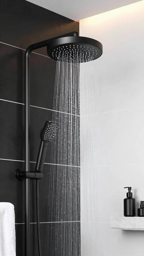 12 Matte Black Shower Head Ideas for a Sleek Modern Bathroom - 8. Matte Black Shower Head with LED Lighting 1