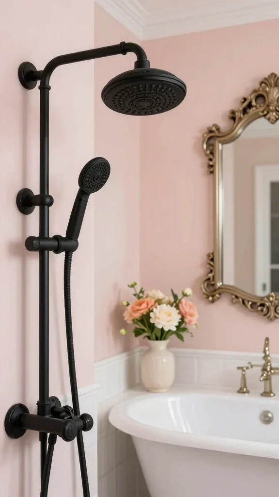12 Matte Black Shower Head Ideas for a Sleek Modern Bathroom - 9. Vintage-Inspired Matte Black Shower Head 1