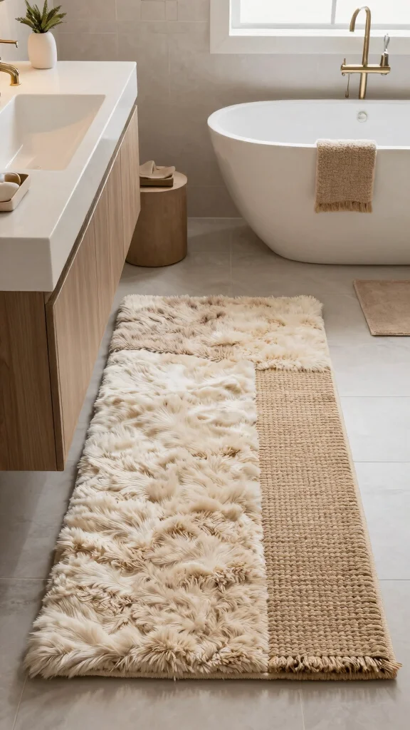 12 Memory Foam Bathroom Rug Ideas for Cushioned Comfort Every Morning - 11. Textured Layers 1