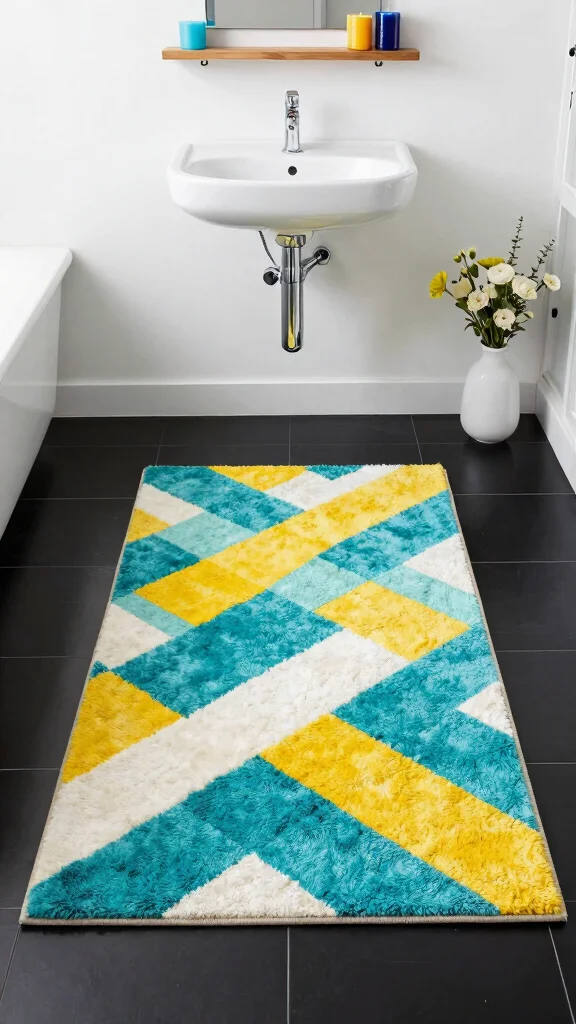 12 Memory Foam Bathroom Rug Ideas for Cushioned Comfort Every Morning - 2. Bold Geometric Patterns 1