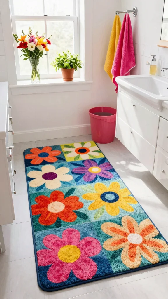 12 Memory Foam Bathroom Rug Ideas for Cushioned Comfort Every Morning - 7. Colorful Prints 1