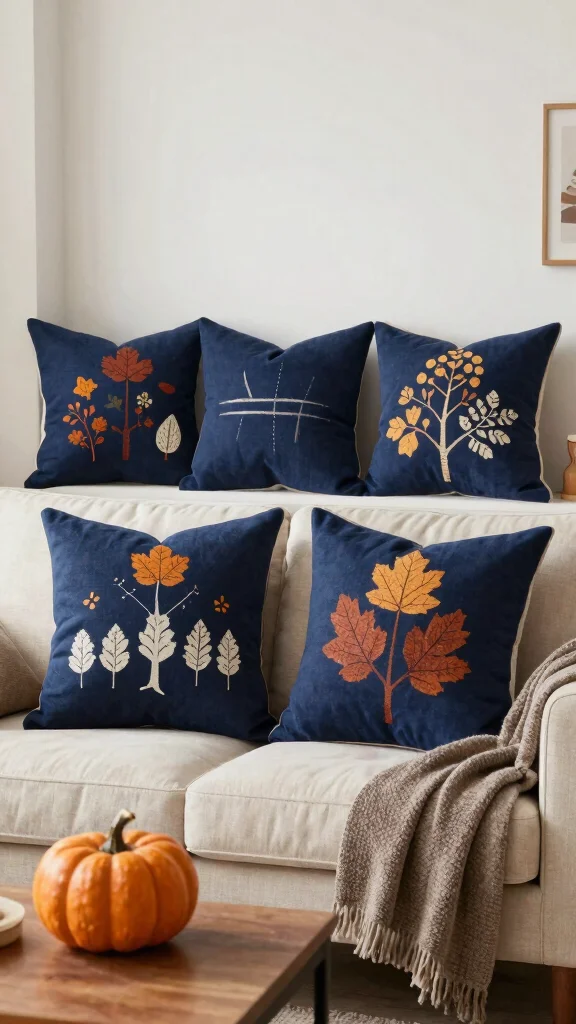 12 Navy Blue Pillow Ideas for a Rich Classic Timeless Home Accent - 12. Seasonal Switches 1